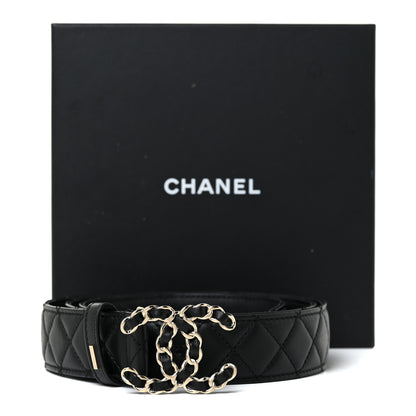 Chanel Calfskin Quilted CC Chain Belt 105 42 Black 6 of 6