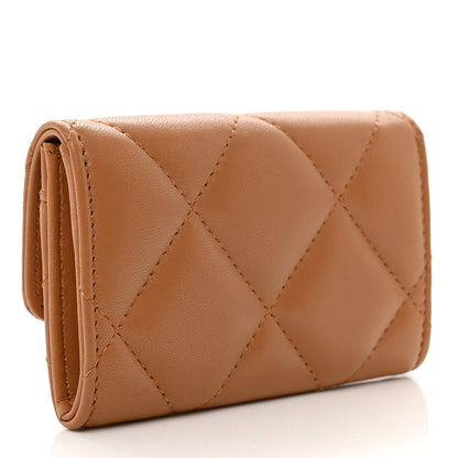 Chanel Lambskin Quilted Chanel 19 Flap Card Holder Brown 3 of 9