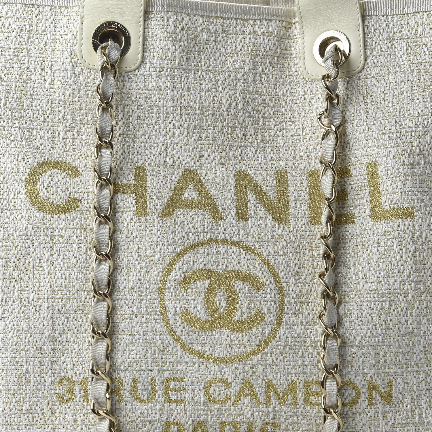 Chanel Canvas Large Deauville Tote Ivory 11 of 13