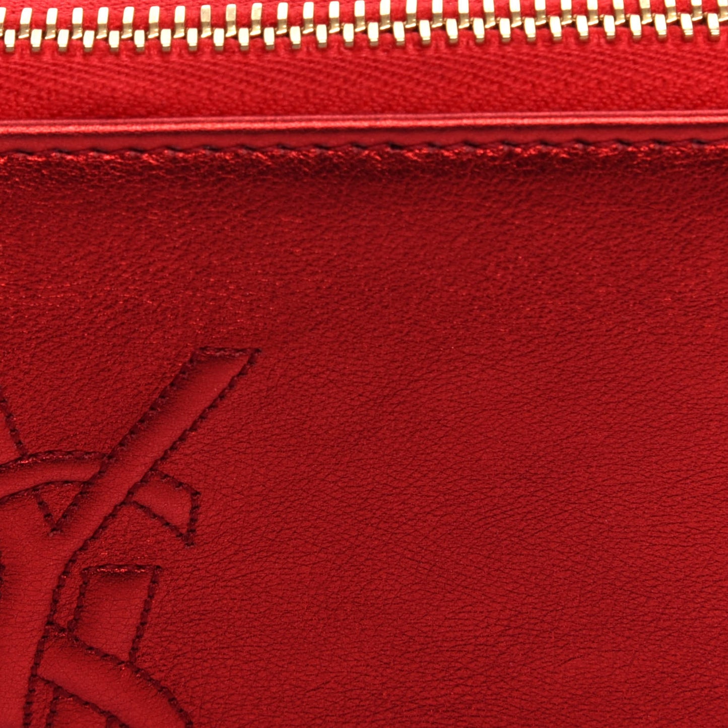 Metallic Calfskin Belle De Jour Zip Around Wallet Red