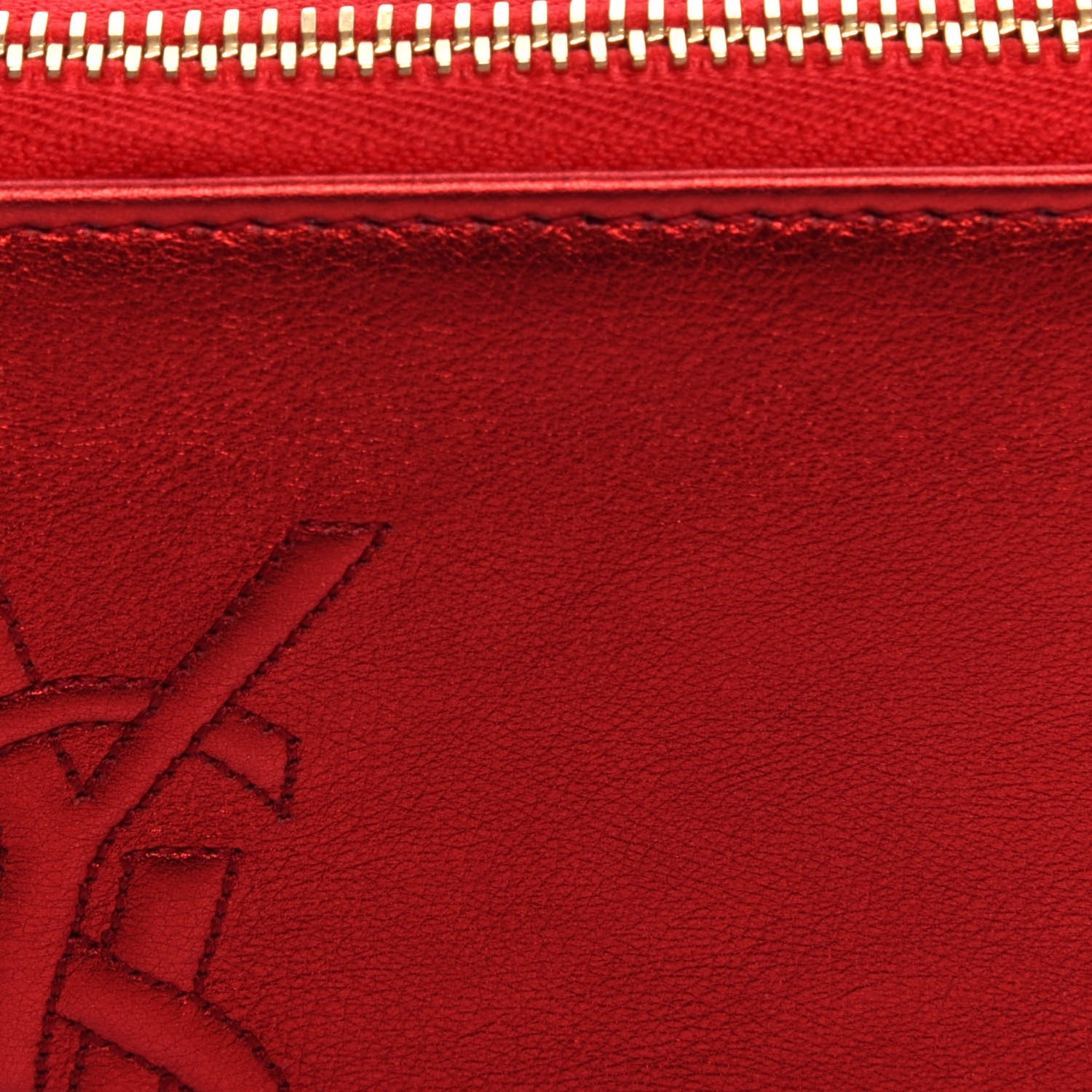 Saint Laurent Metallic Calfskin Belle De Jour Zip Around Wallet Red 7 of 8