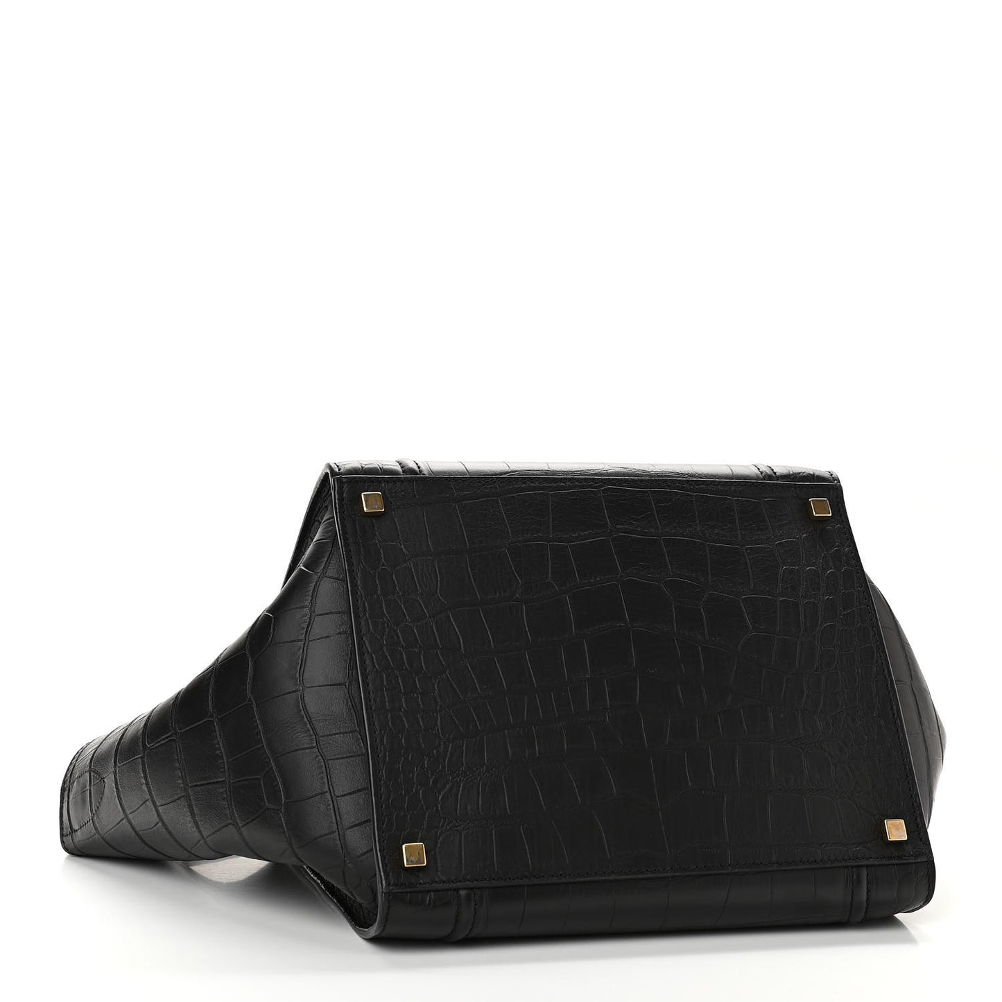 Calfskin Crocodile Embossed Medium Phantom Luggage Black
