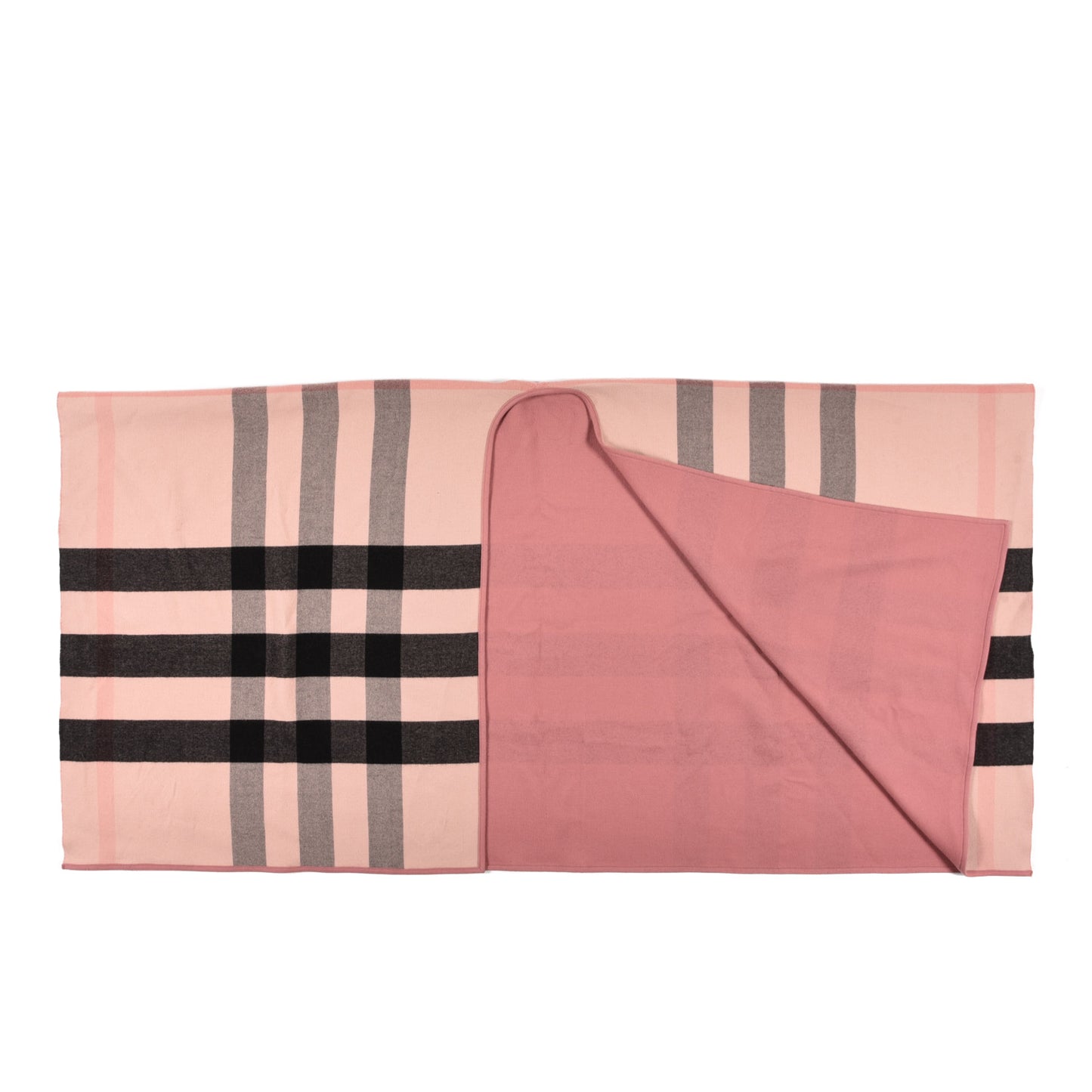 Wool Solid To Check Charlotte Cape Scarf Pink