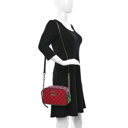 Gucci Monogram Multicolor Matelasse Diagonal Small GG Marmont Chain Shoulder Bag Red Blue Yellow Green Pink 2 of 11