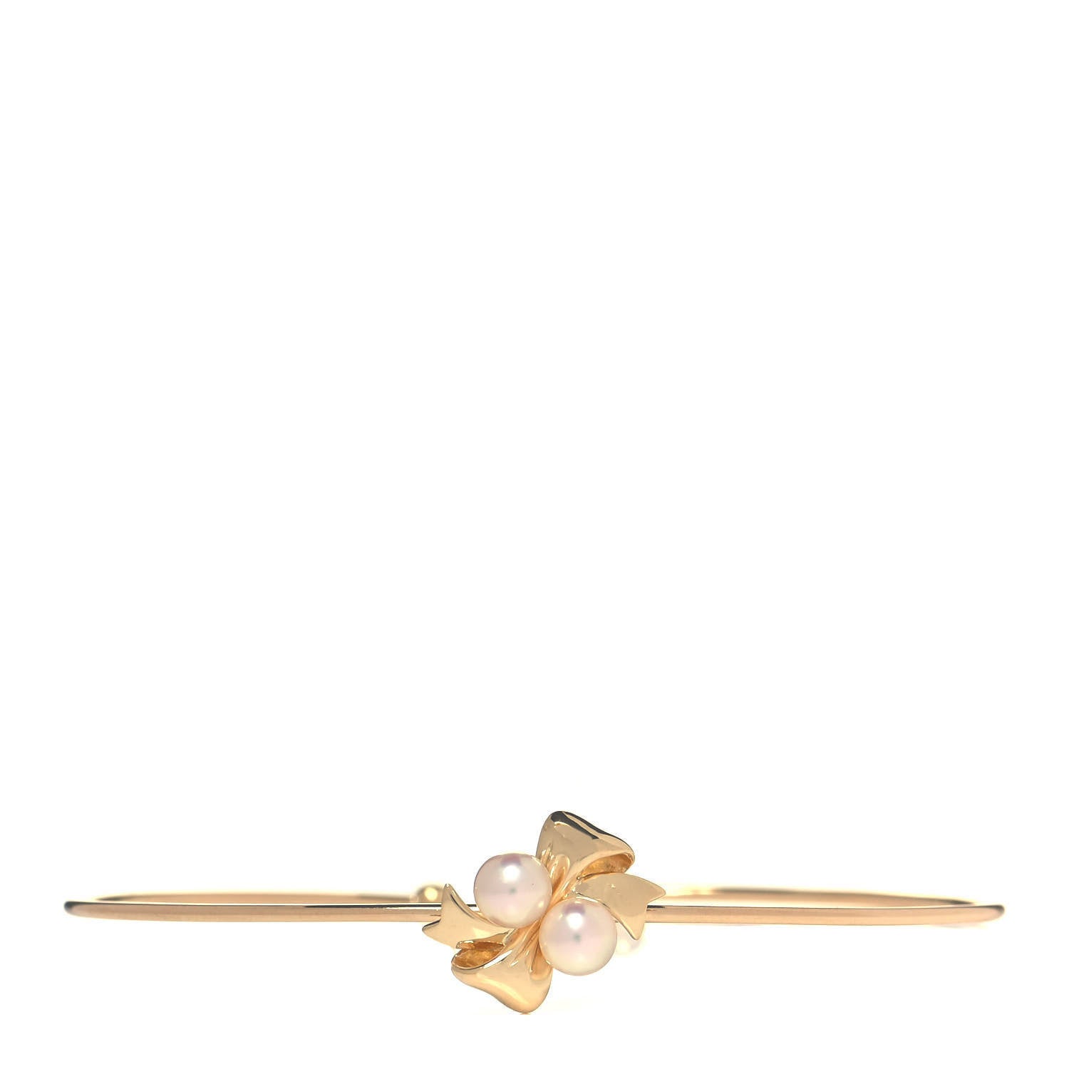 Mikimoto 18K Yellow Gold Akoya Pearl Ribbon Cuff Bracelet 1 of 4