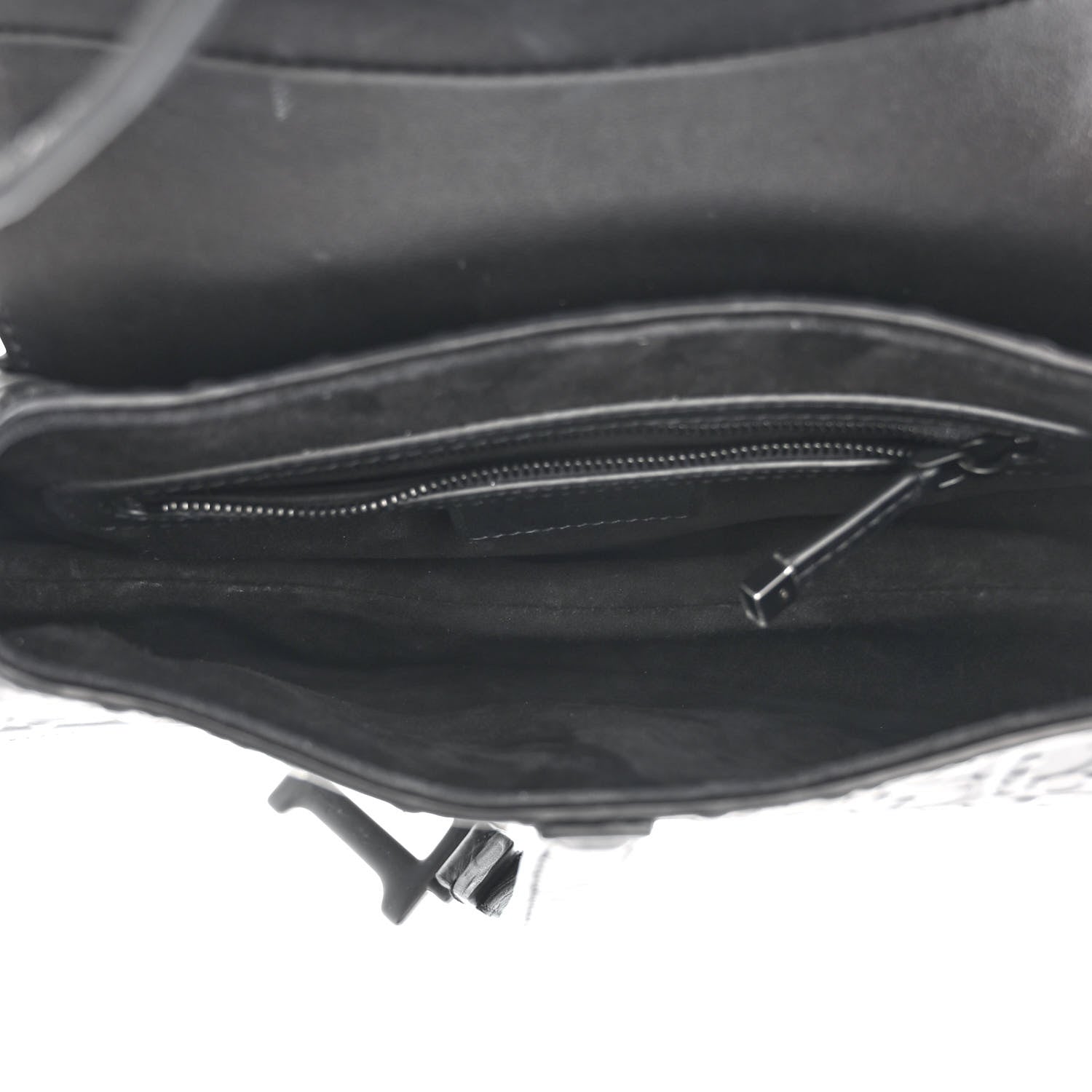 Christian Dior Calfskin Embossed Oblique Saddle Bag Black 5 of 10