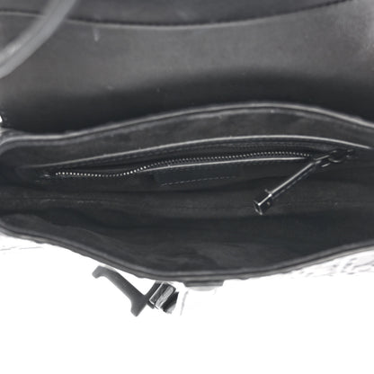 Christian Dior Calfskin Embossed Oblique Saddle Bag Black 5 of 10
