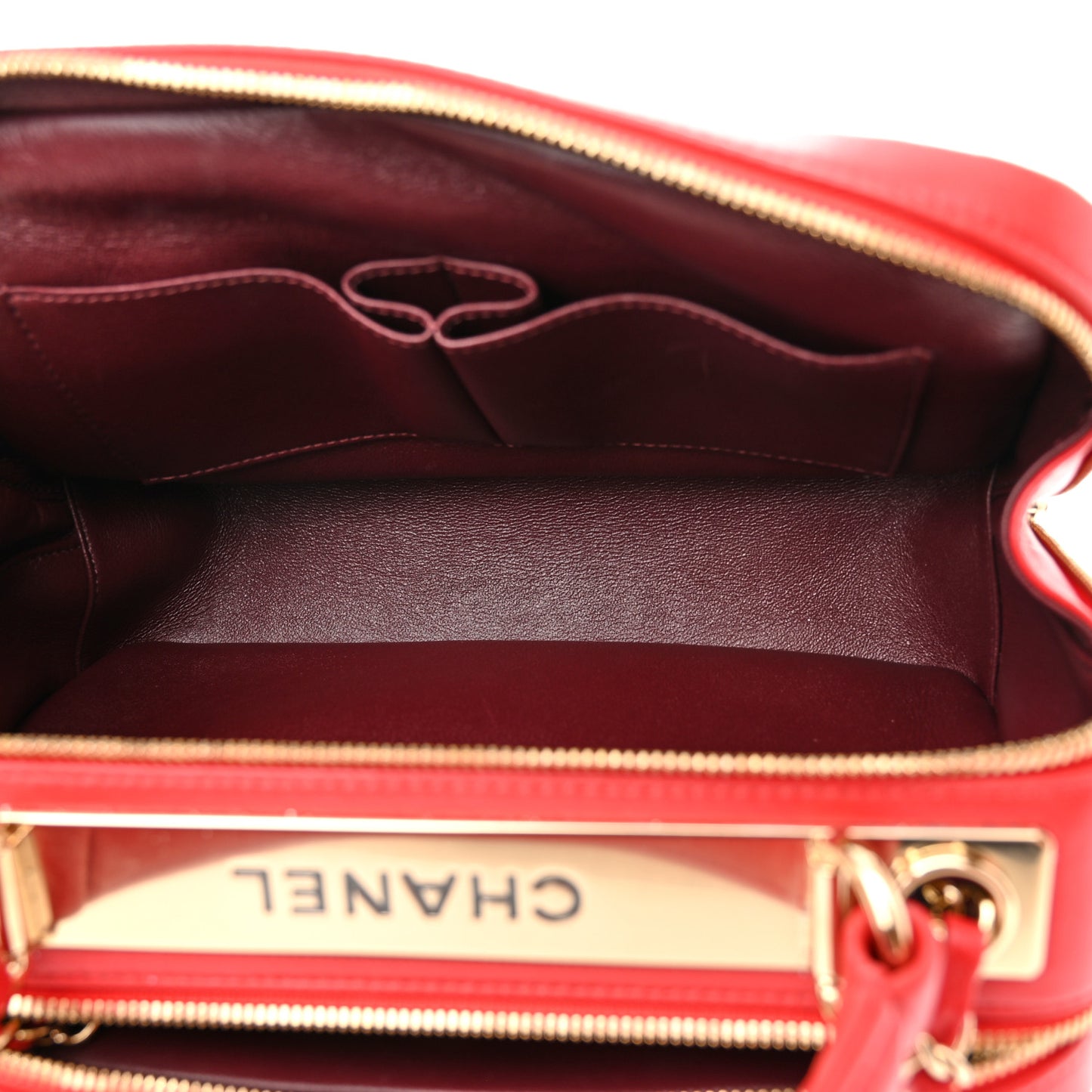Lambskin Quilted Medium Trendy CC Bowling Bag Red