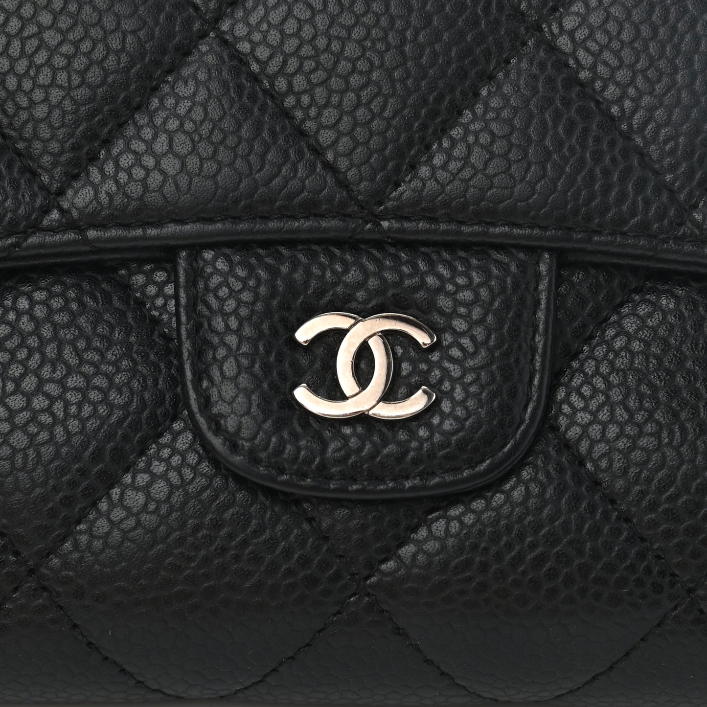 Caviar Quilted Long Flap Wallet Black
