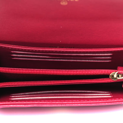 Chanel Calfskin Chevron Quilted Compact Flap Wallet Dark Pink 5 of 8