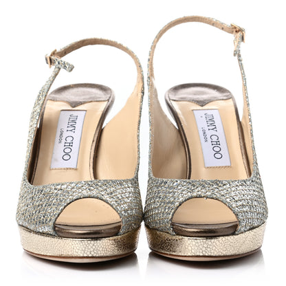 Jimmy Choo Glitter Fabric Nova Slingback Pumps 37 Champagne 4 of 7