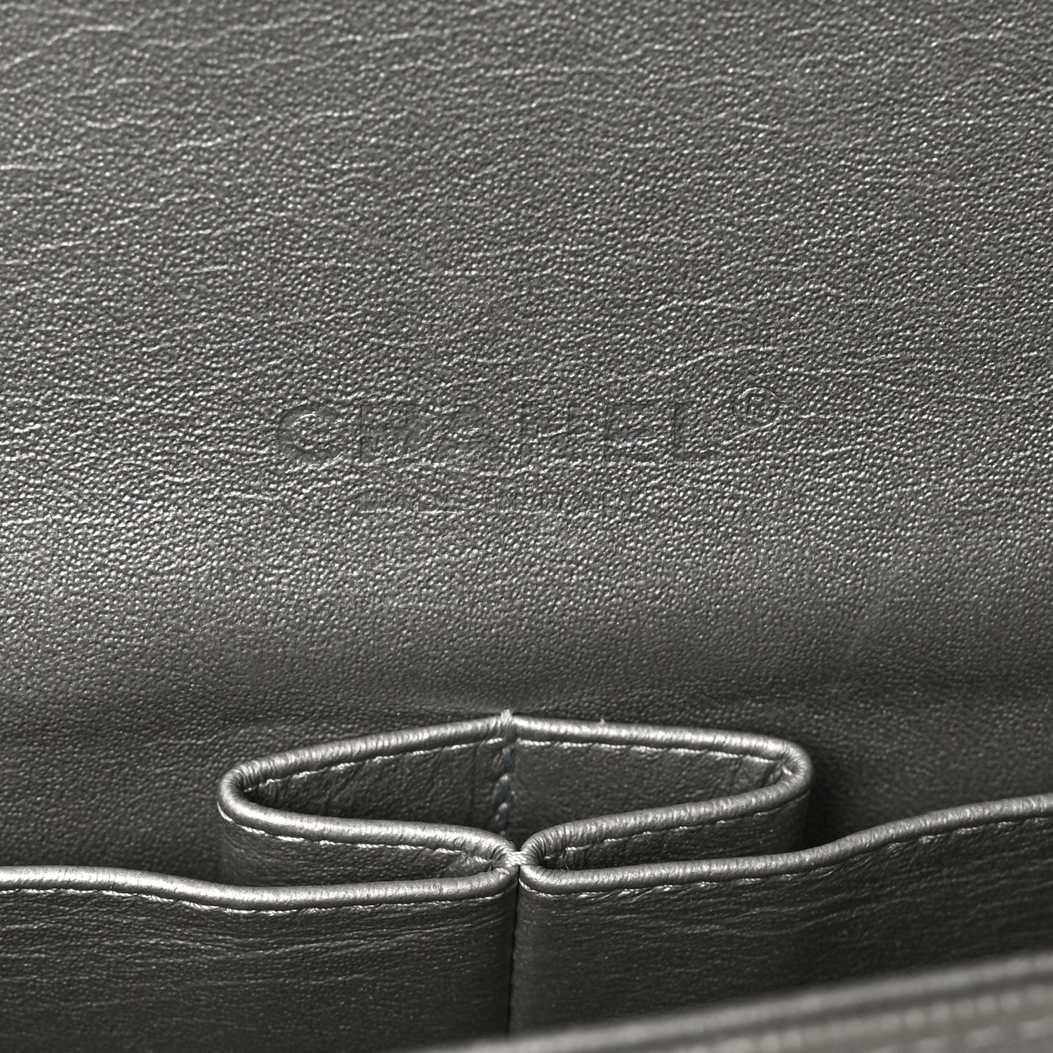 Chanel Metallic Caviar Chevron Quilted Maxi Double Flap Silver 6 of 10