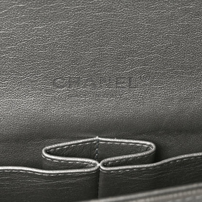 Chanel Metallic Caviar Chevron Quilted Maxi Double Flap Silver 6 of 10