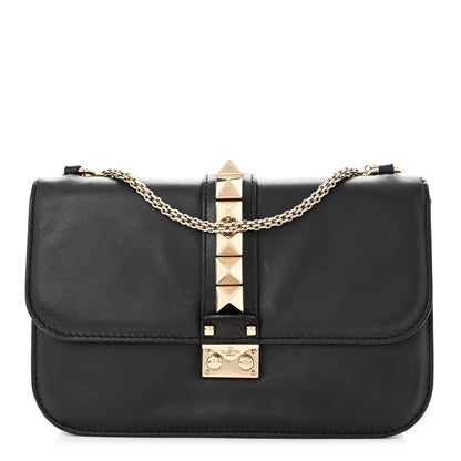 Valentino Garavani Vitello Medium Glam Lock Rockstud Flap Black 1 of 9