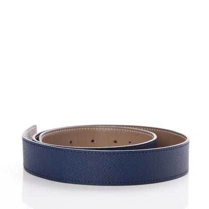 Hermes Swift Epsom 32mm Belt Strap 80 Etoupe Bleu de Malte 2 of 5