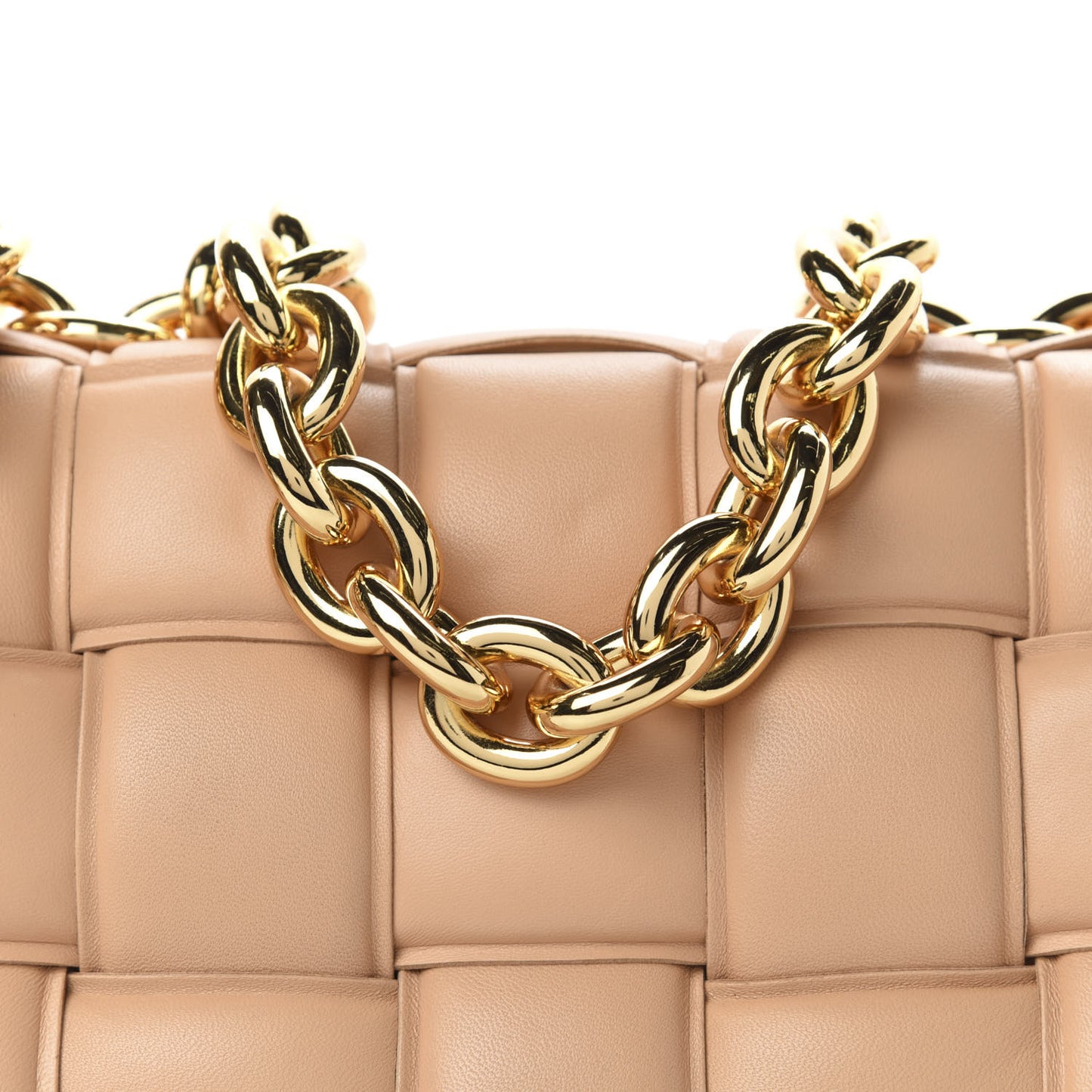 Lambskin Maxi Intreccio Padded Chain Cassette Crossbody Bag Almond