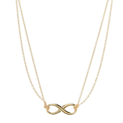 Tiffany 18K Yellow Gold Infinity Double Chain Pendant Necklace 1 of 6