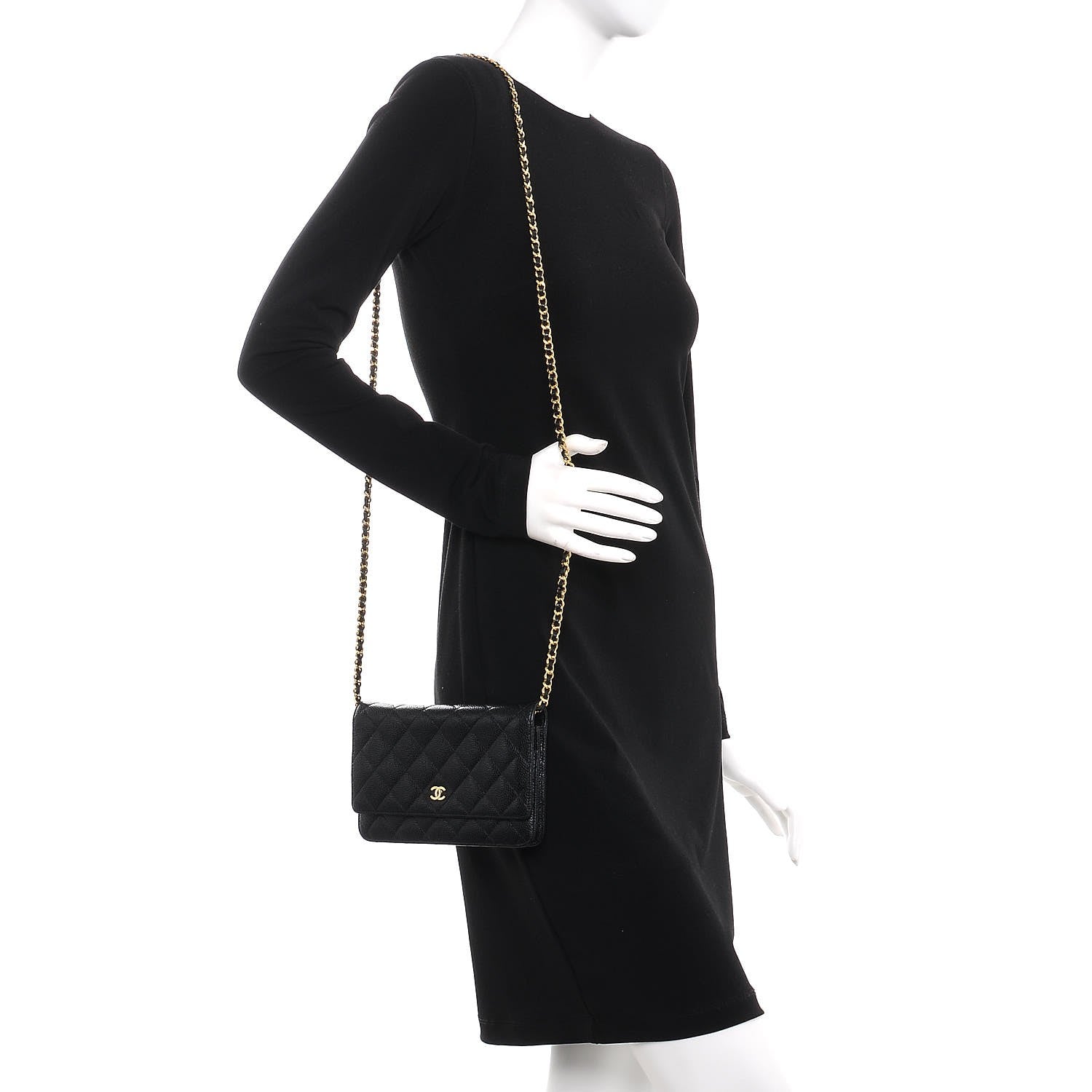 Chanel Caviar Quilted Wallet On Chain WOC Black 2 of 8