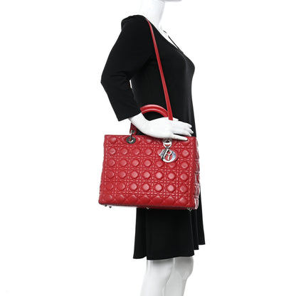 Christian Dior Lambskin Cannage Large Lady Dior Red 2 of 10