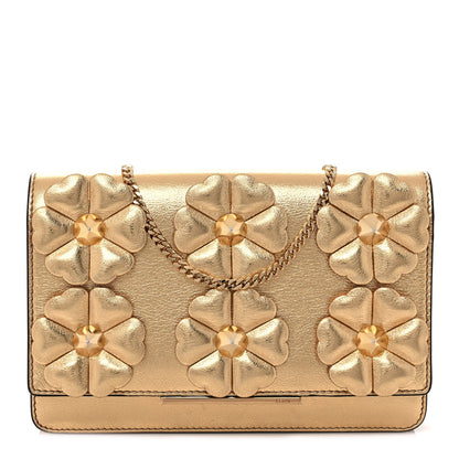 Fendi Vitello Catalan Mirror Flowerland Tube Wallet On Chain Gold 1 of 11
