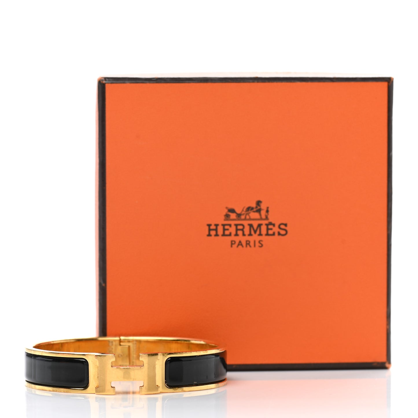 Enamel Narrow Clic Clac H Bracelet PM Black