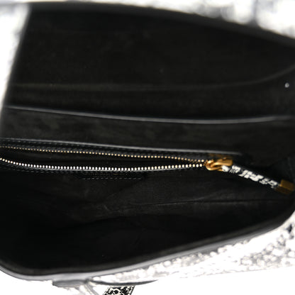 Christian Dior Calfskin Plan De Paris Printed Saddle Bag With Strap White Black 5 of 10