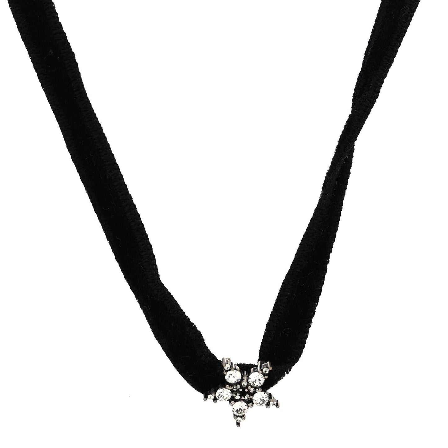 Velvet Crystal Star Choker Necklace Black