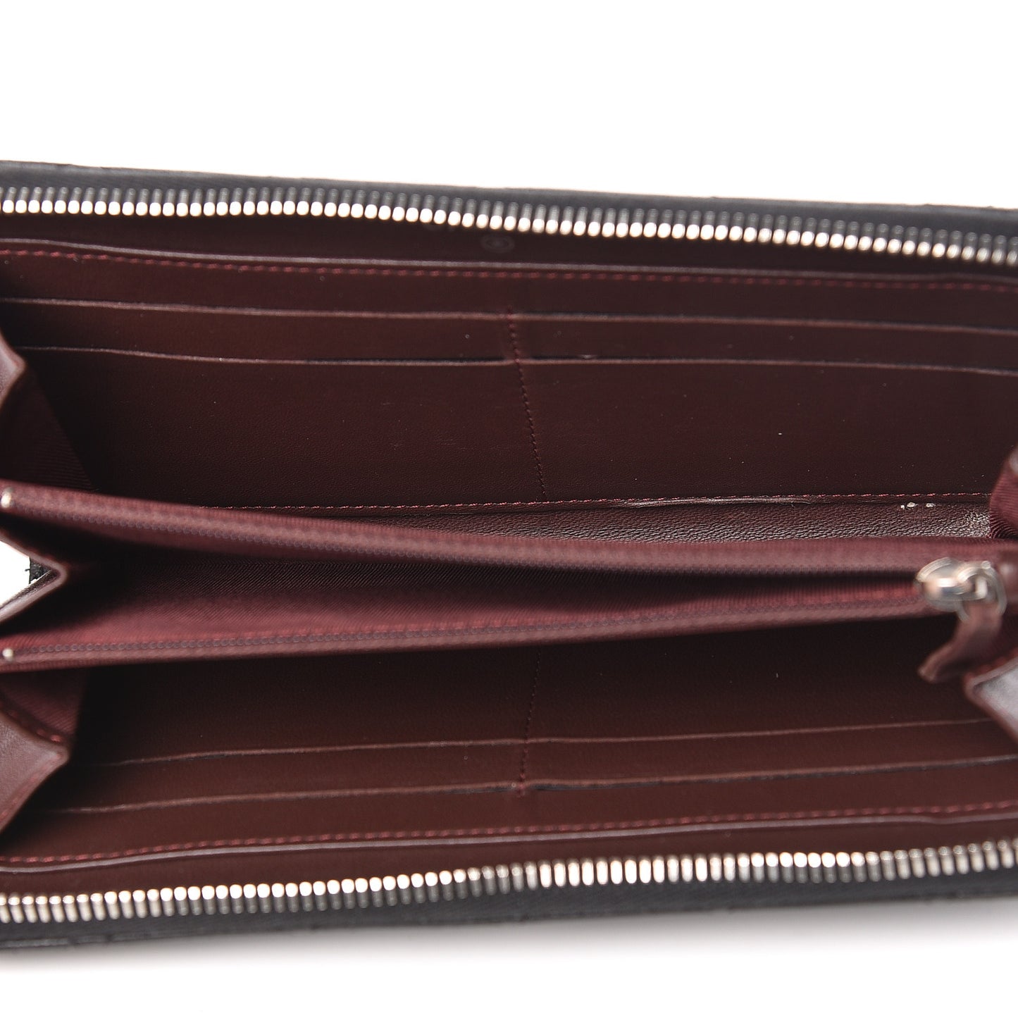 Lambskin Quilted Large Gusset Zip Around Wallet Black