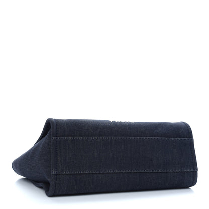 Chanel Denim Small Deauville Tote Dark Blue 4 of 9