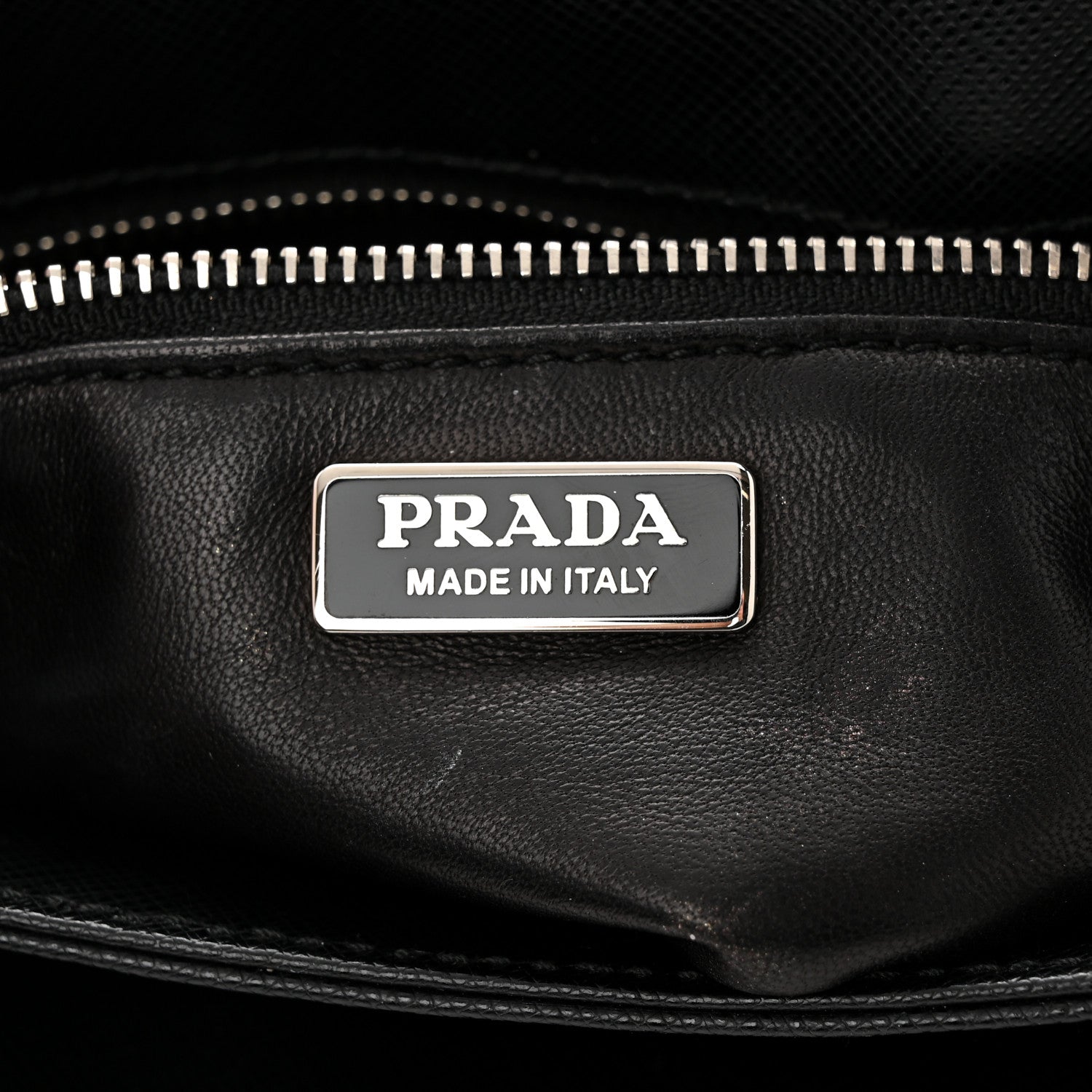 Prada Saffiano Tessuto Nylon Chain Shoulder Bag Black 6 of 11
