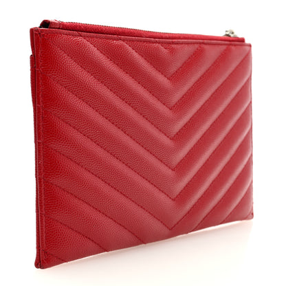 Saint Laurent Grain De Poudre Chevron Monogram Bill Pouch Rouge Eros 3 of 6