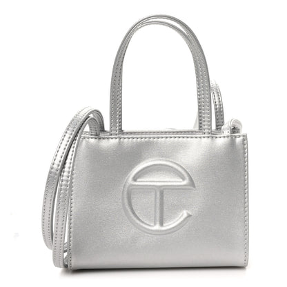 Telfar Metallic Vegan Leather Small Shopping Bag Silver 1 of 9