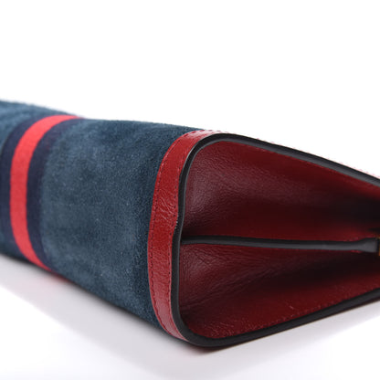 Gucci Suede Calfskin Web Small Ophidia Chain Shoulder Bag New Blue Romantic Cherry 6 of 12
