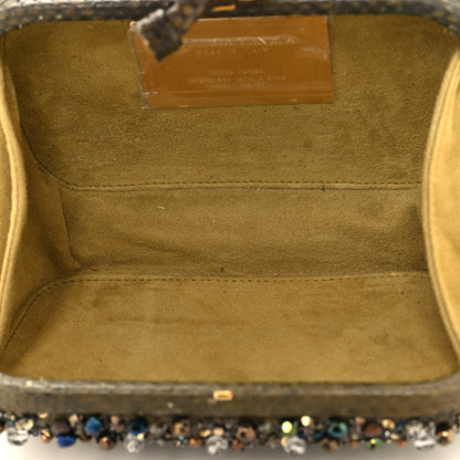 Bottega Veneta Snakeskin Crystal Bead Embellished Knot Clutch 5 of 9