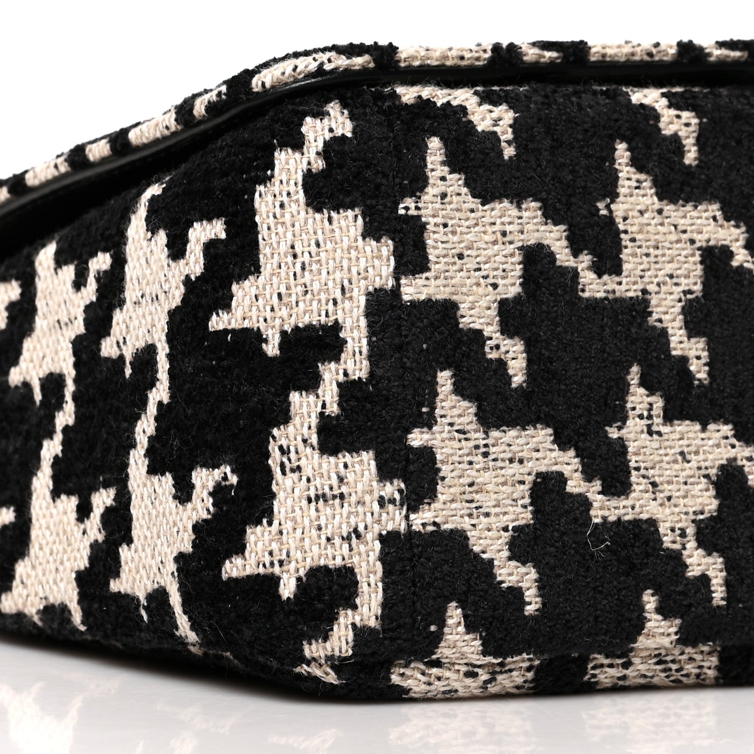 Christian Dior Technical Canvas Macro Houndstooth Medium Caro Bag Black White 9 of 10