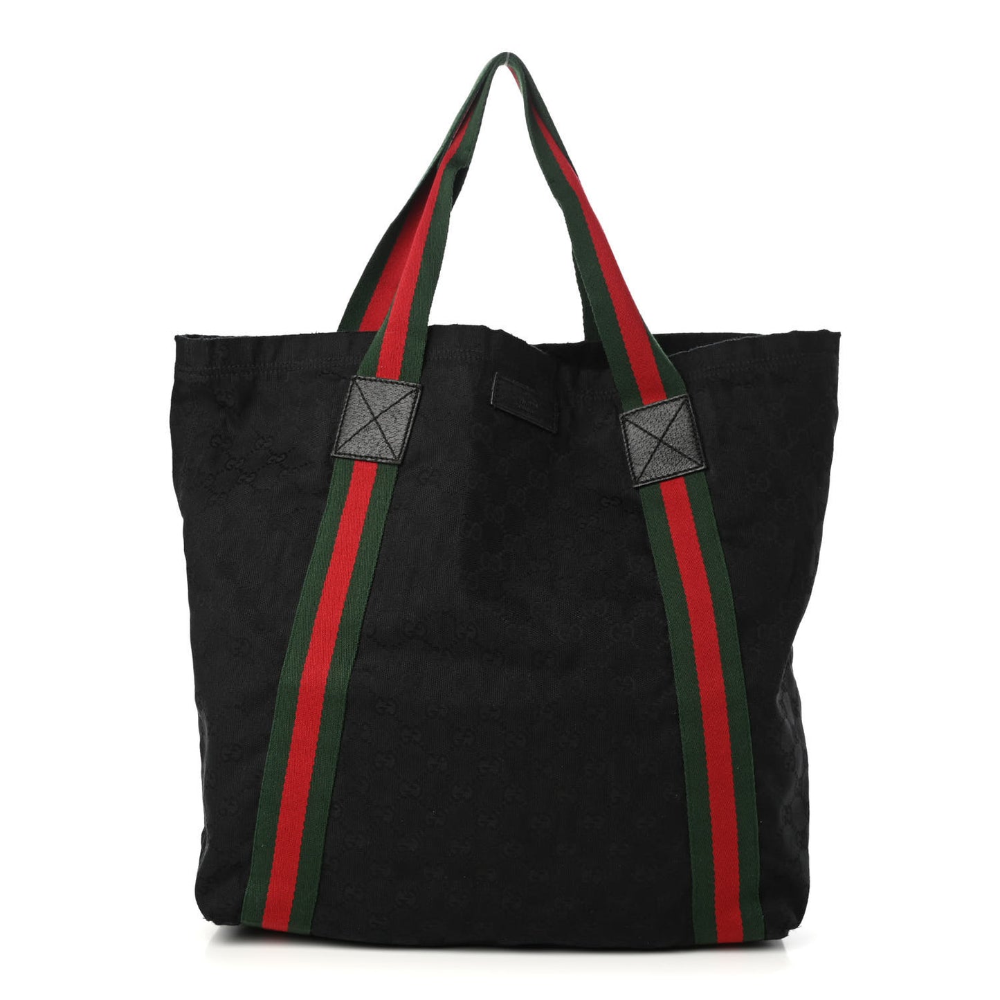 GG Monogram Medium Web Handle Vertical Tote Black