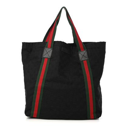 Gucci GG Monogram Medium Web Handle Vertical Tote Black 1 of 10
