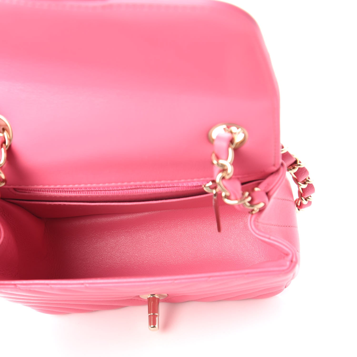 Chanel Lambskin Chevron Quilted Mini Square Flap Pink 5 of 11