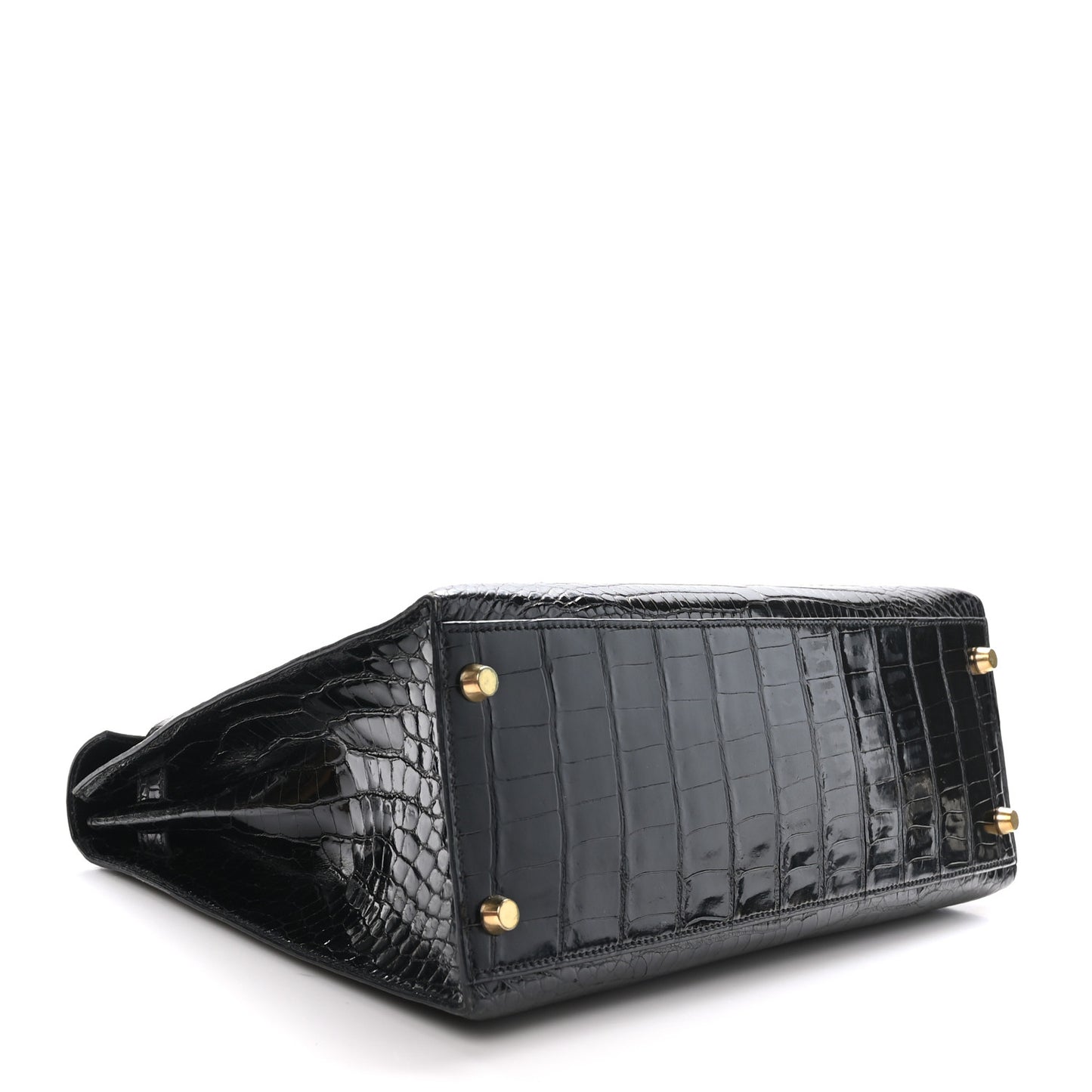 Shiny Porosus Crocodile Kelly Sellier 32 Black