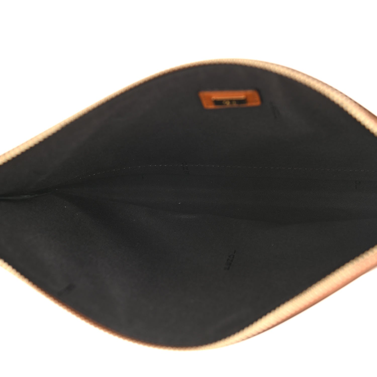 Fendi Vitello King Logo Embossed Medium Flat Pouch Cuoio 5 of 7