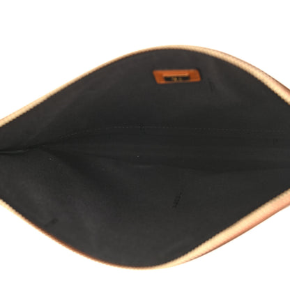 Fendi Vitello King Logo Embossed Medium Flat Pouch Cuoio 5 of 7