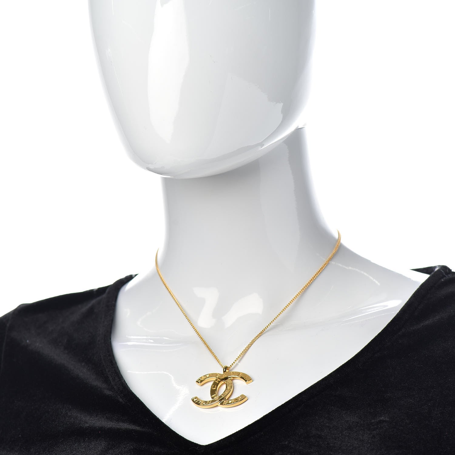 Chanel Metal CC Paris Button Necklace Gold 2 of 5