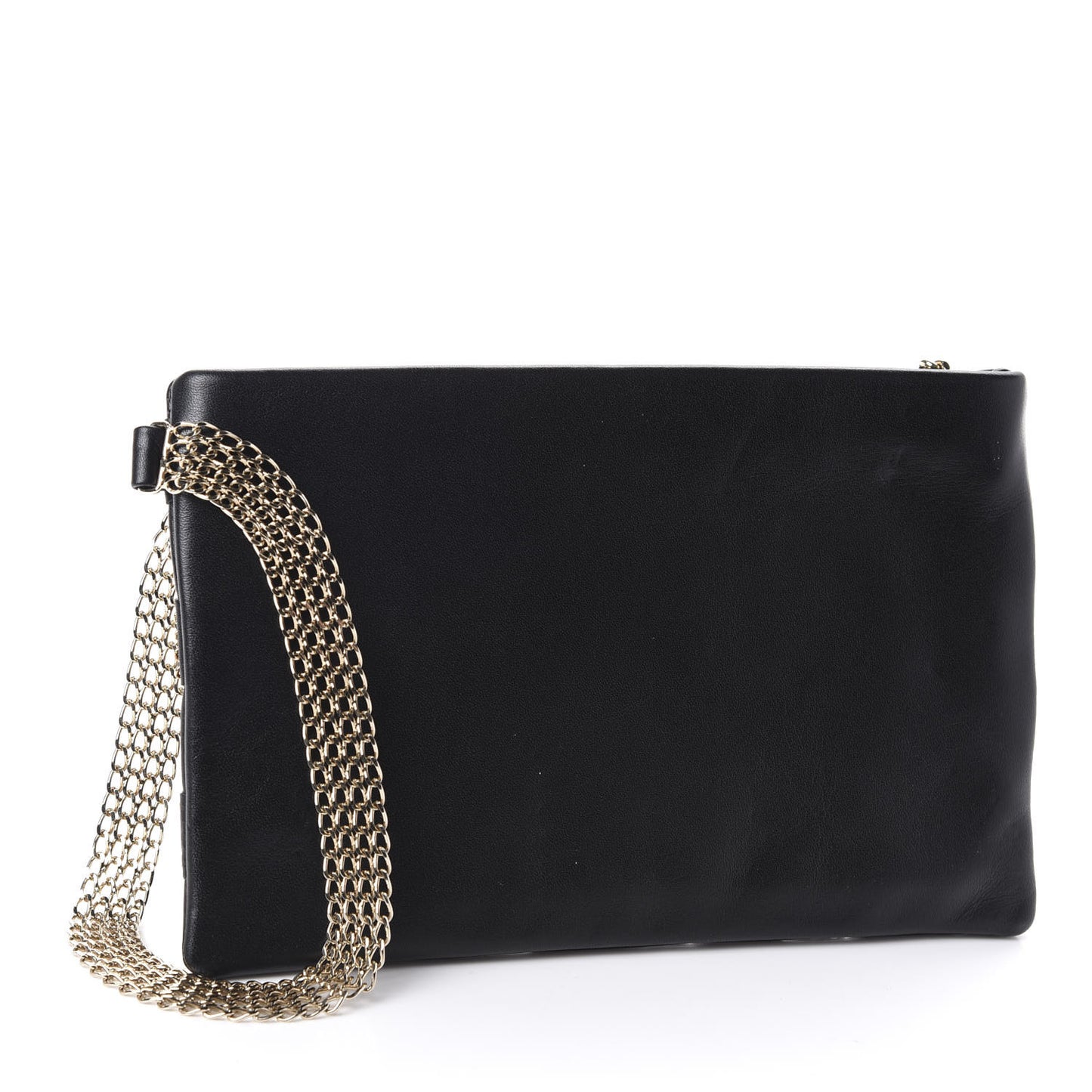 Lambskin Chain Wristlet Black