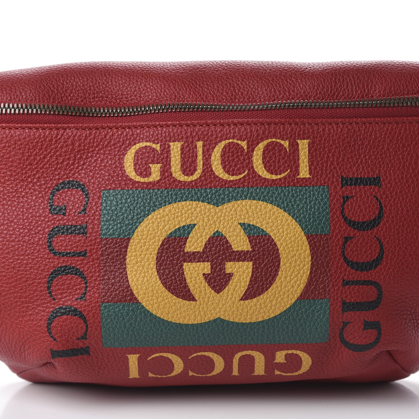Grained Calfskin Logo Belt Bag Hibiscus Red
