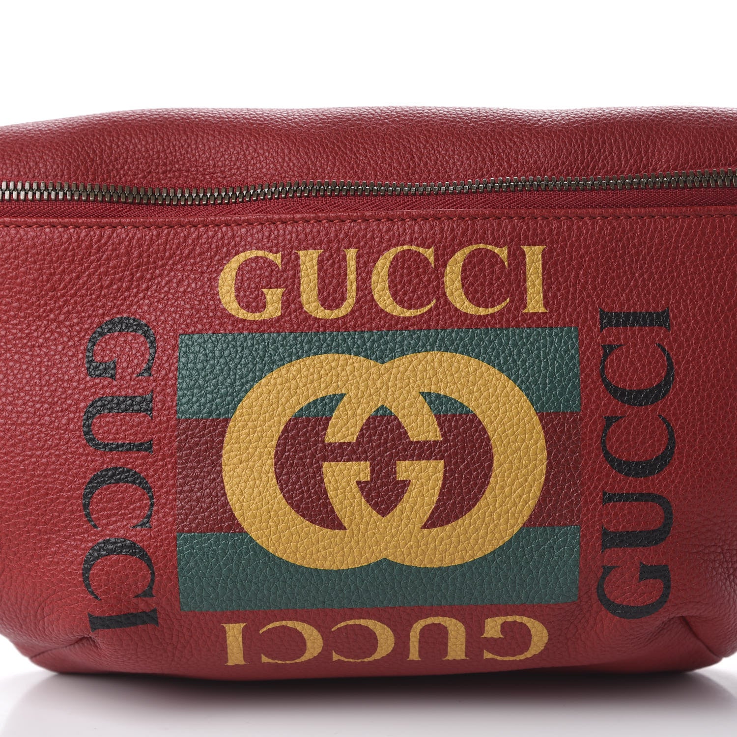 Gucci Grained Calfskin Logo Belt Bag Hibiscus Red 10 of 10