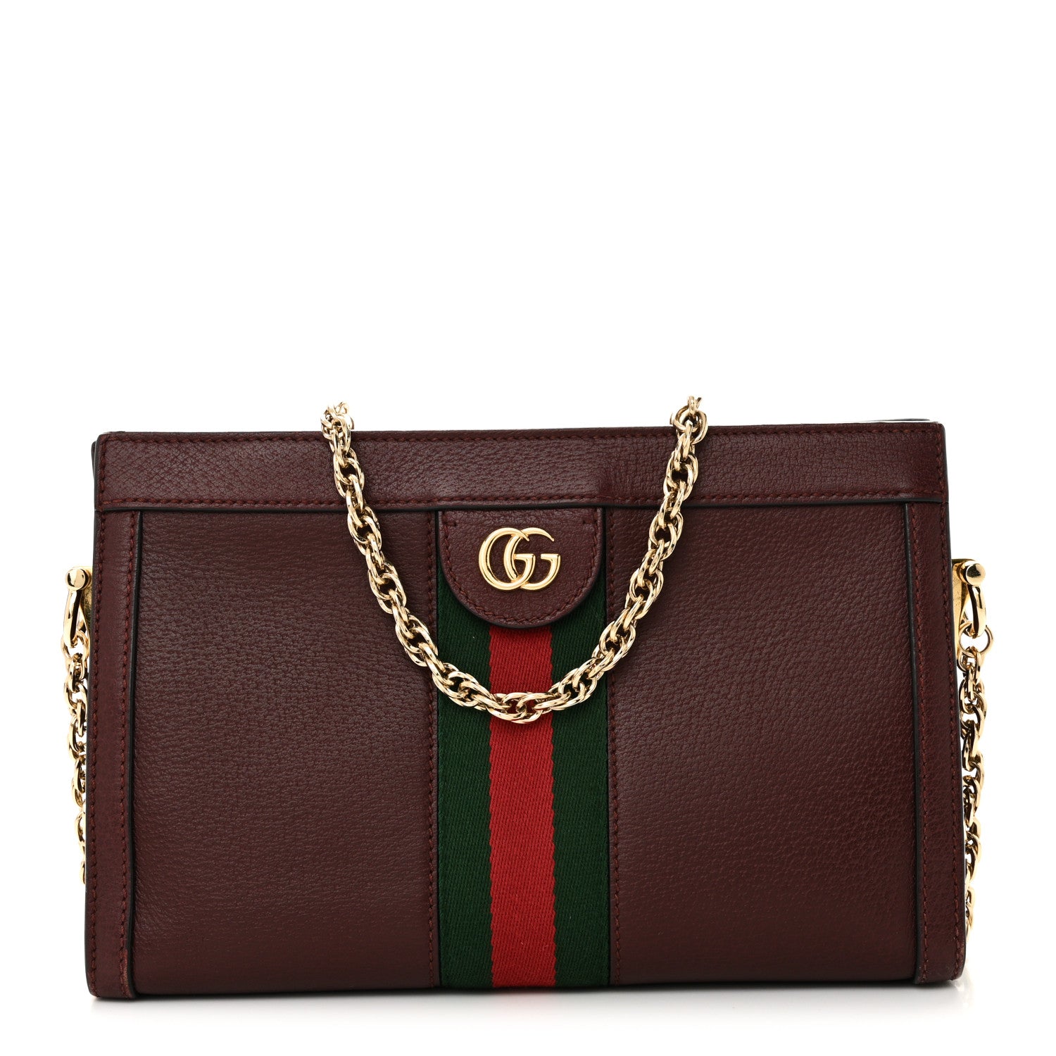 Gucci Calfskin GG Web Small Ophidia Chain Shoulder Bag Vintage Bordeaux 1 of 11