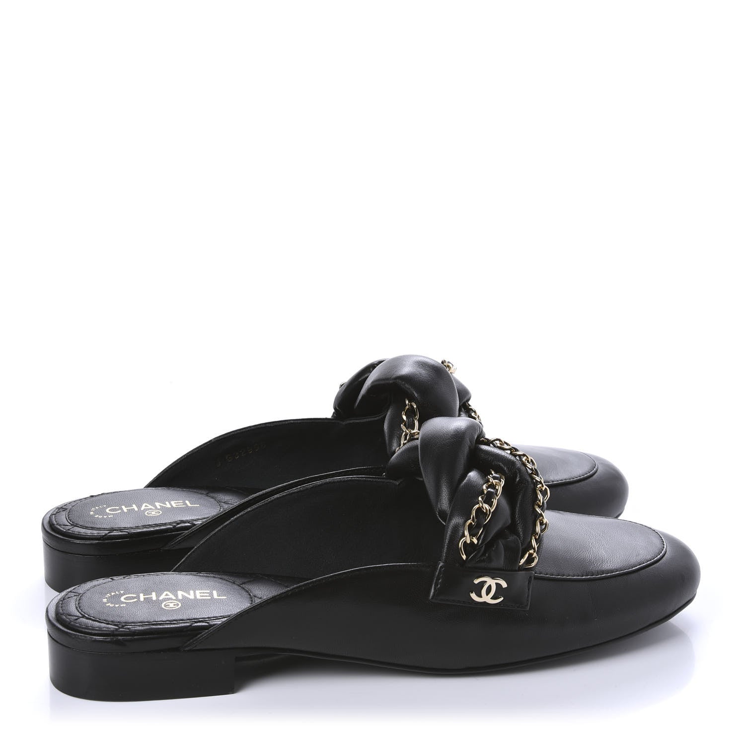Chanel Lambskin Chain Braided Mules 40 Black 4 of 9