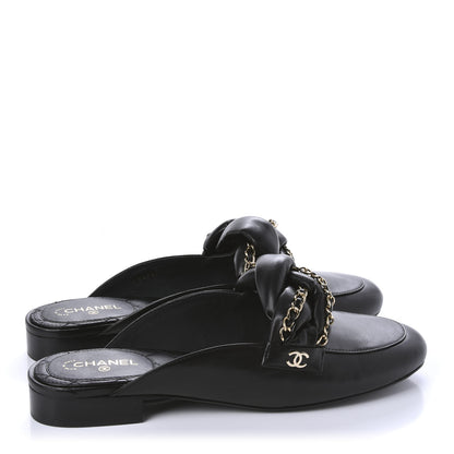 Chanel Lambskin Chain Braided Mules 40 Black 4 of 9