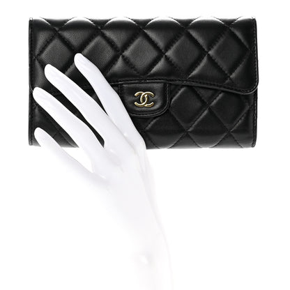 Chanel Lambskin Quilted Large Flap Wallet Black 2 of 9