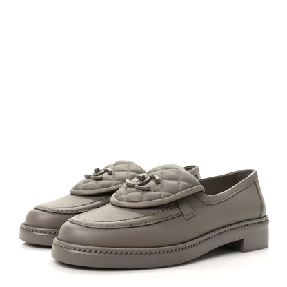 Chanel Lambskin Quilted CC Turnlock Moccasins 38.5 Grey 3 of 8